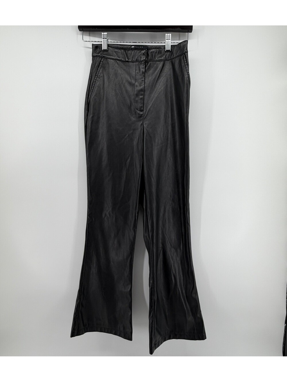 ASOS Design Women’s US 4 Black Faux Leather High Rise Straight Leg Pants